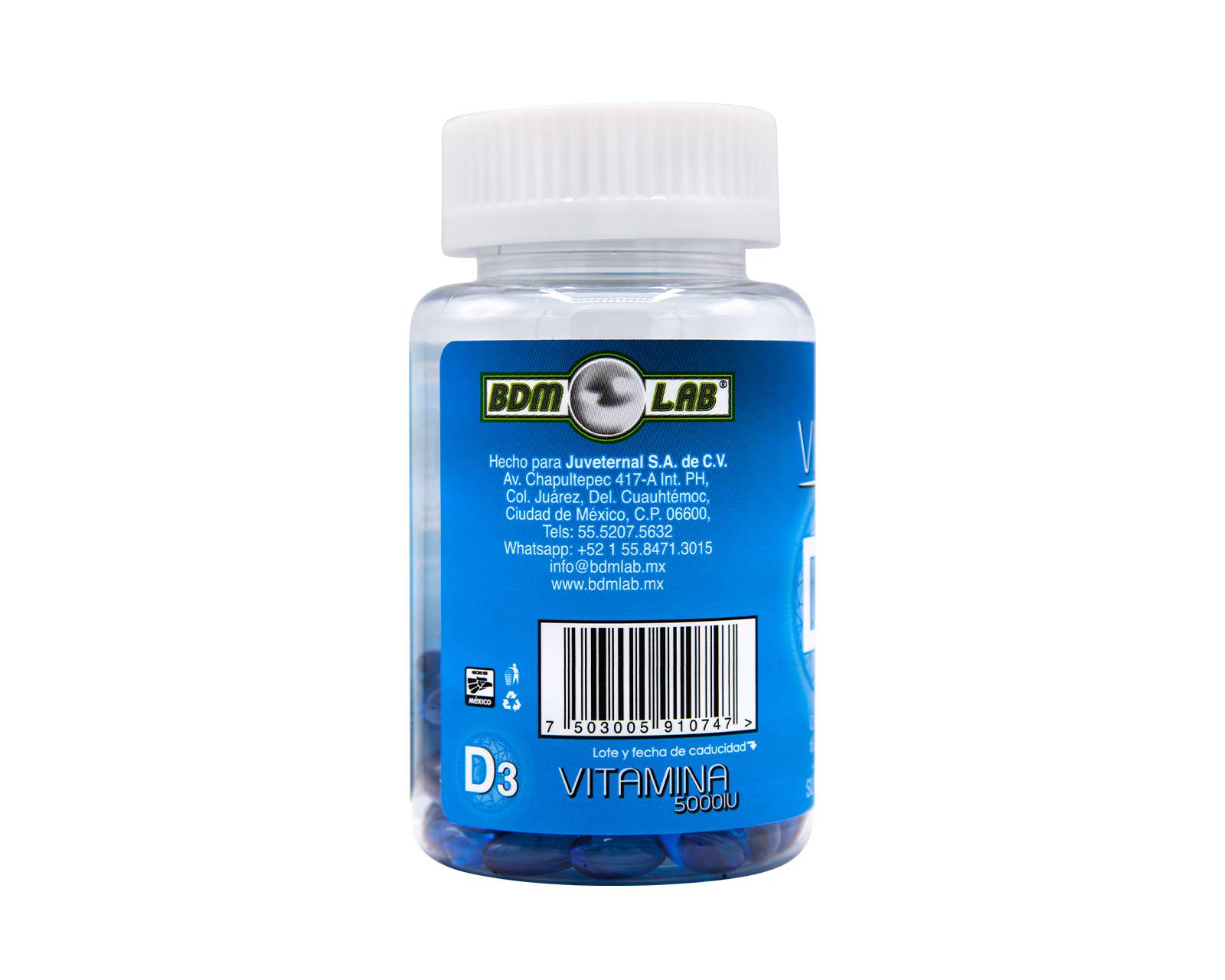 Foto 4 pulgar | Suplemento Alimenticio Vitamina D35000iu Bdmlab de 60 Cápsulas
