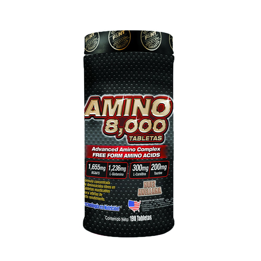 L-amino 8,000 F&nt con 190 Tabletas Masticables de Aminoácidos Carnitina