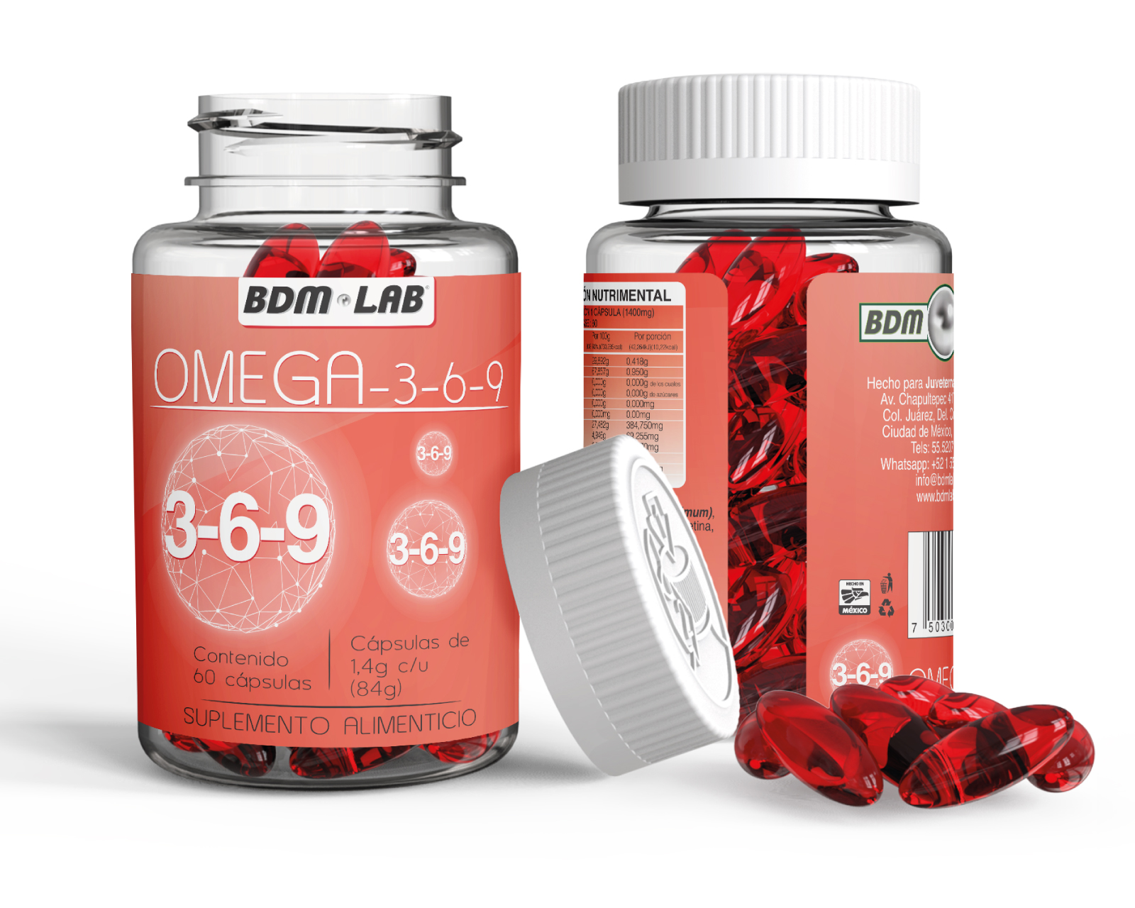 Foto 2 | Suplemento Alimenticio Omega 3-6-9 Bdmlab de 60 Cápsulas