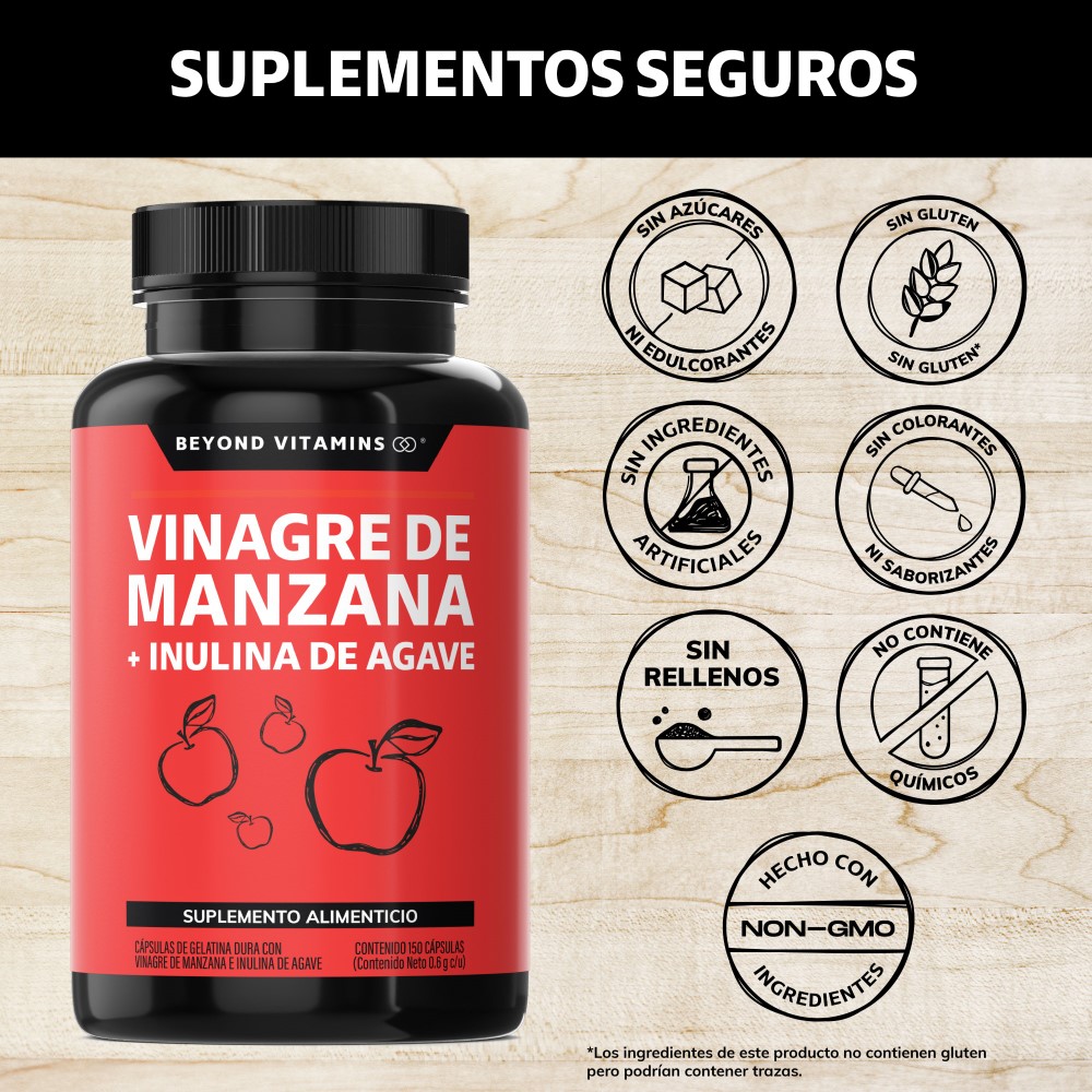Foto 5 pulgar | Vinagre de Manzana, Inulina de Agave, Vitaminas Suplemento Alimenticio Beyond Vitamins 150 Cápsulas