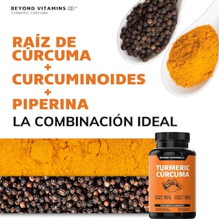 Foto 6 | Turmeric Cúrcuma con Extracto de Raíz de Cúrcuma, Pimienta Negra y Vitaminas Suplemento Alimenticio Beyond V