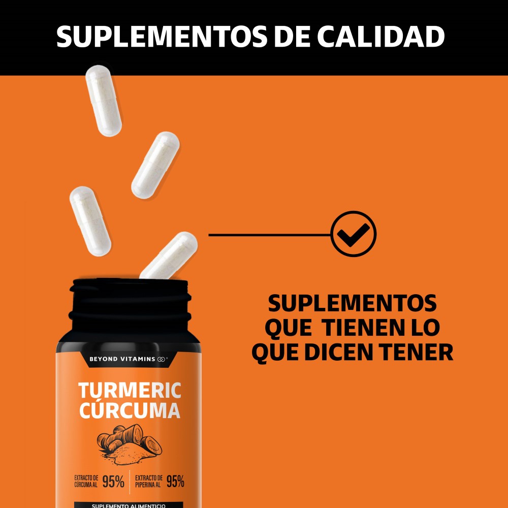 Foto 8 pulgar | Turmeric Cúrcuma con Extracto de Raíz de Cúrcuma, Pimienta Negra y Vitaminas Suplemento Alimenticio Beyond V