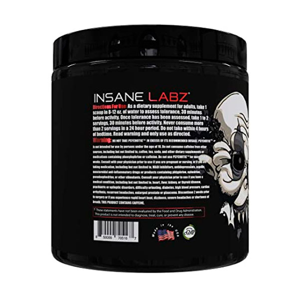 Foto 4 pulgar | Pre Entreno Psychotic Black Insane Labz Oxido Nítrico 35 Servicios Fruit Punch