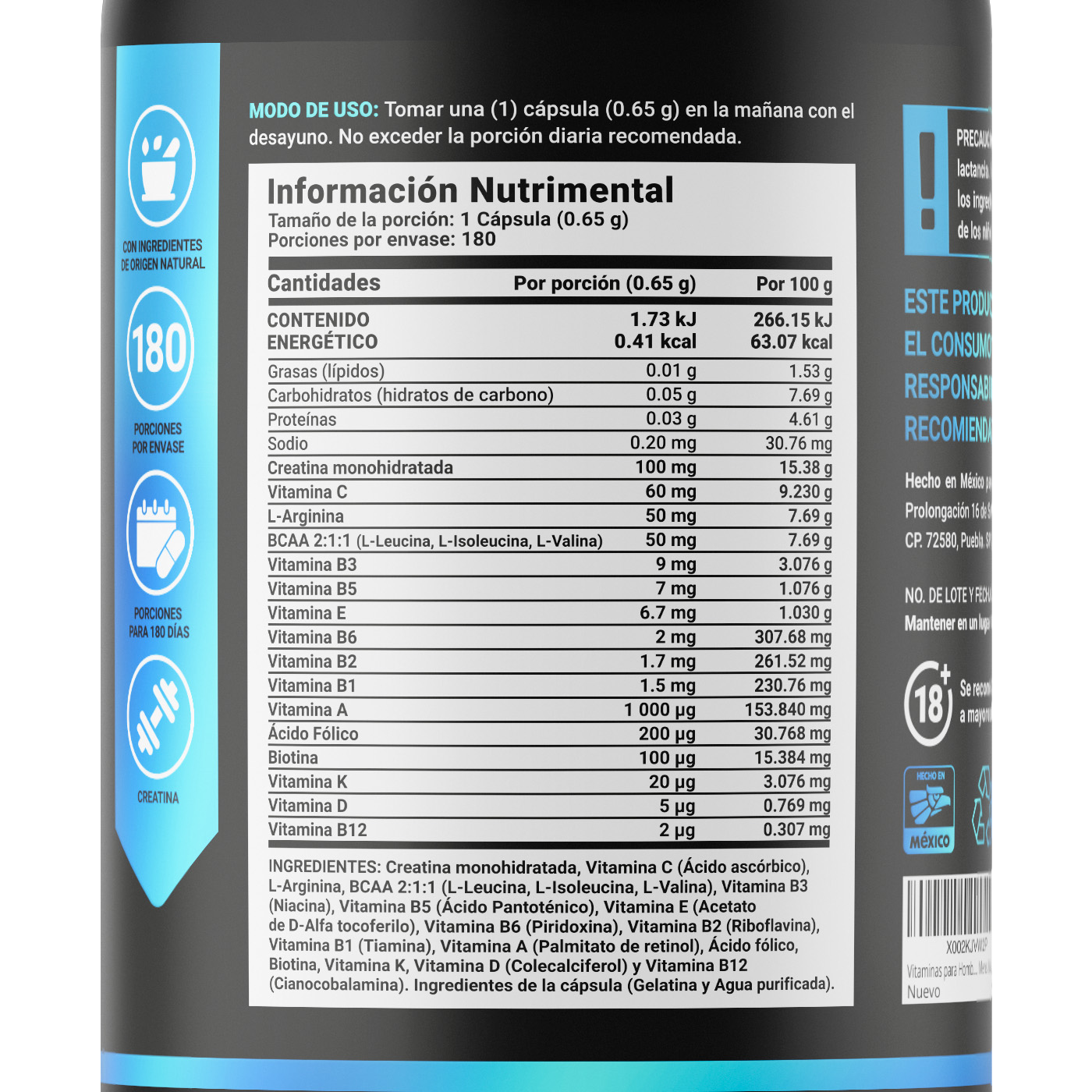 Foto 3 pulgar | Vitaminas para Hombre Ingredientes Naturales en 180 Cápsulas Mens Blend B Life