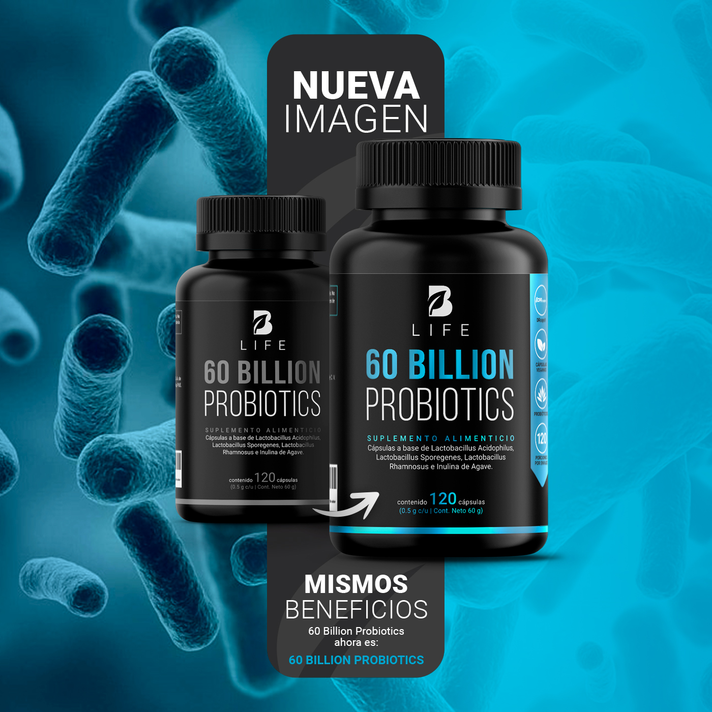 Foto 4 pulgar | Suplemento Alimenticio B Life 60 Billion Probiotics 120 Cápsulas