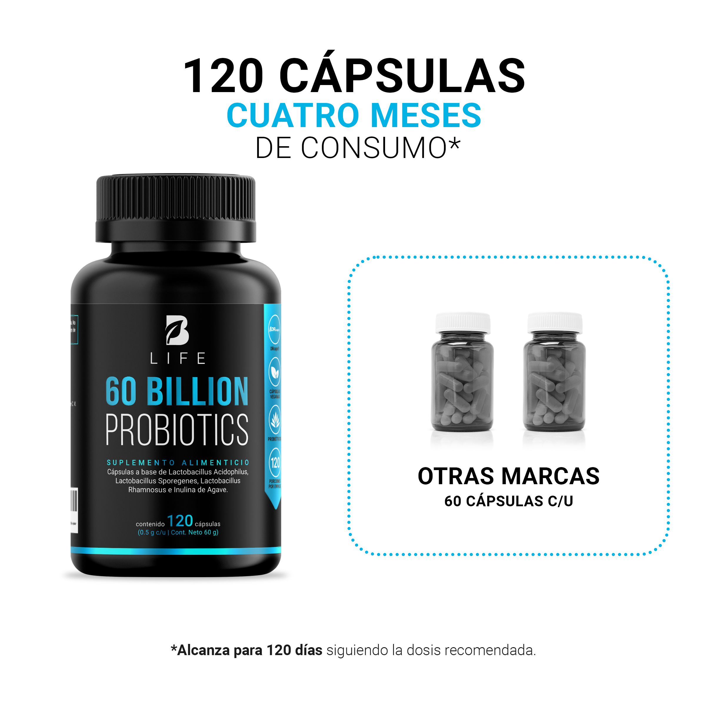 Foto 6 pulgar | Suplemento Alimenticio B Life 60 Billion Probiotics 120 Cápsulas