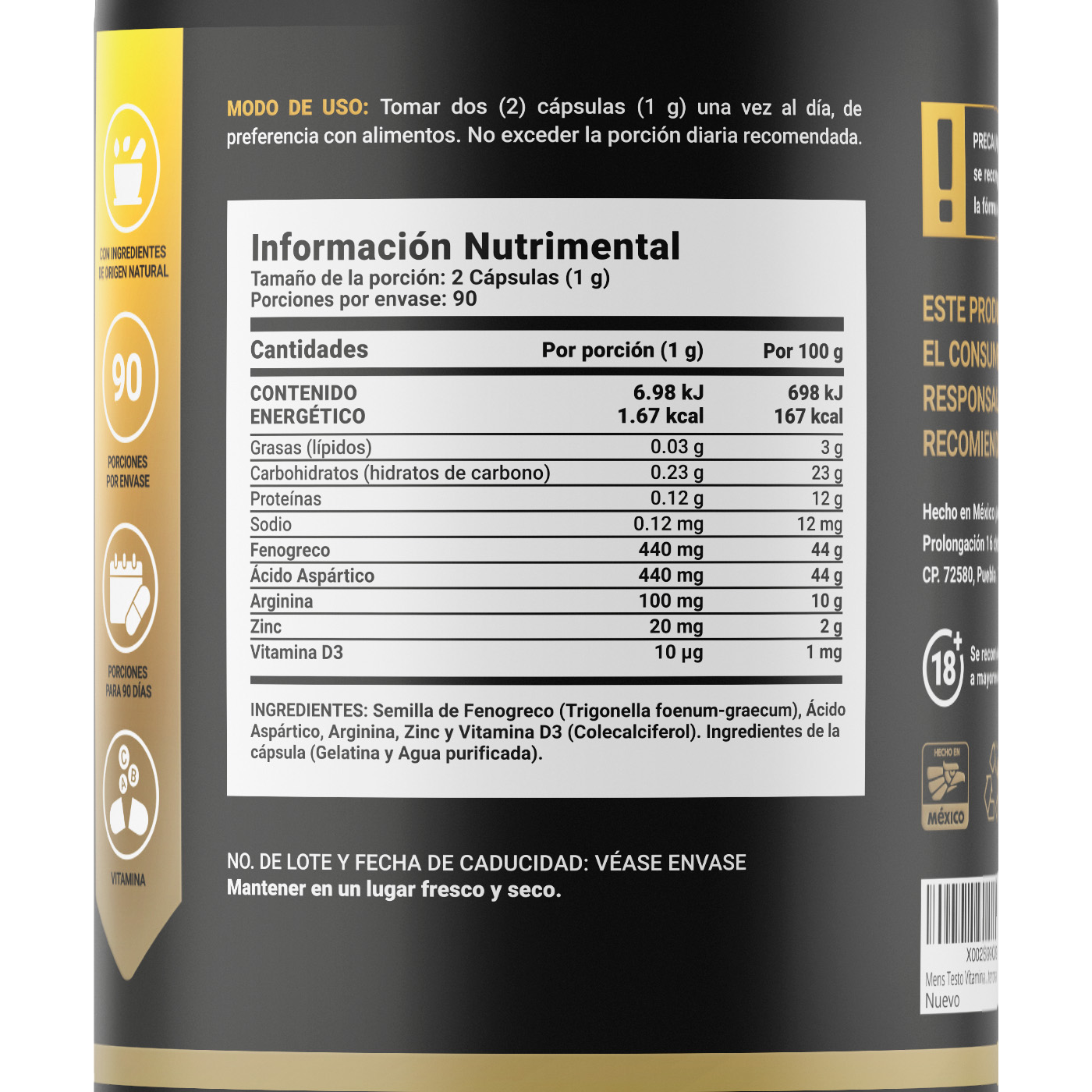 Foto 3 pulgar | Suplemento Alimenticio B Life Testosterona 180 Cápsulas