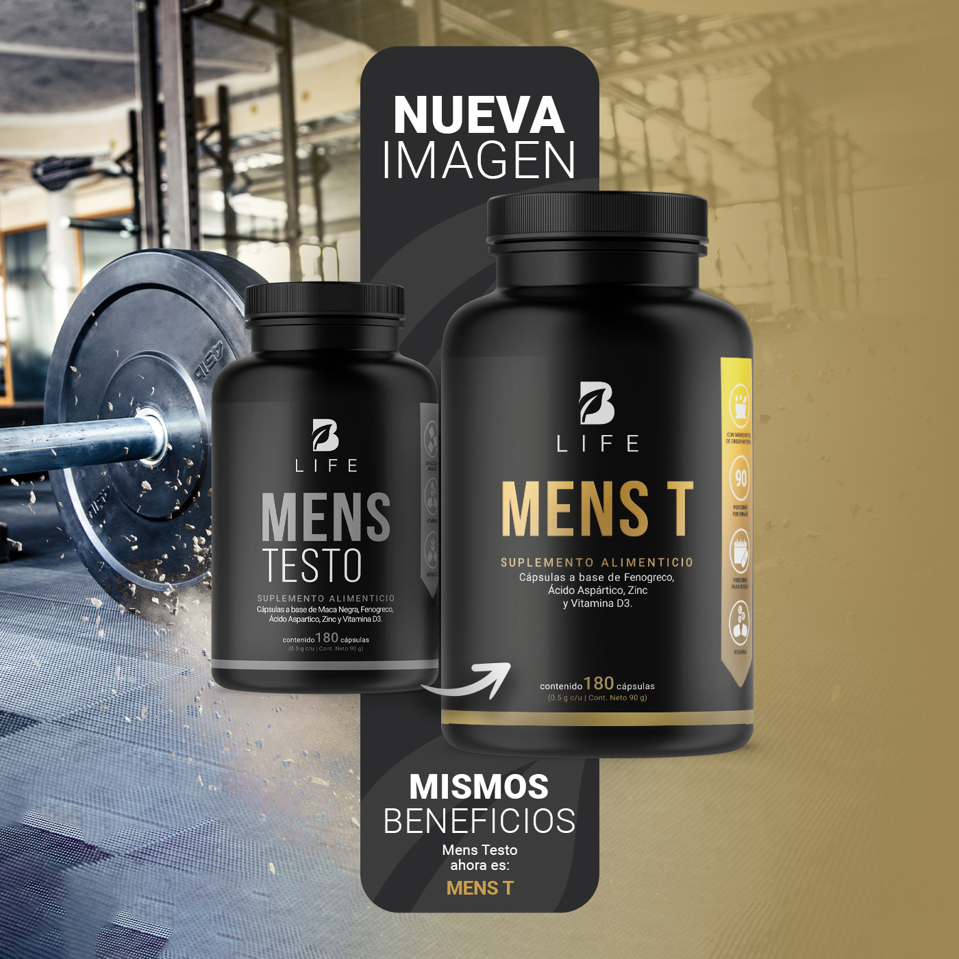 Foto 4 pulgar | Suplemento Alimenticio B Life Testosterona 180 Cápsulas