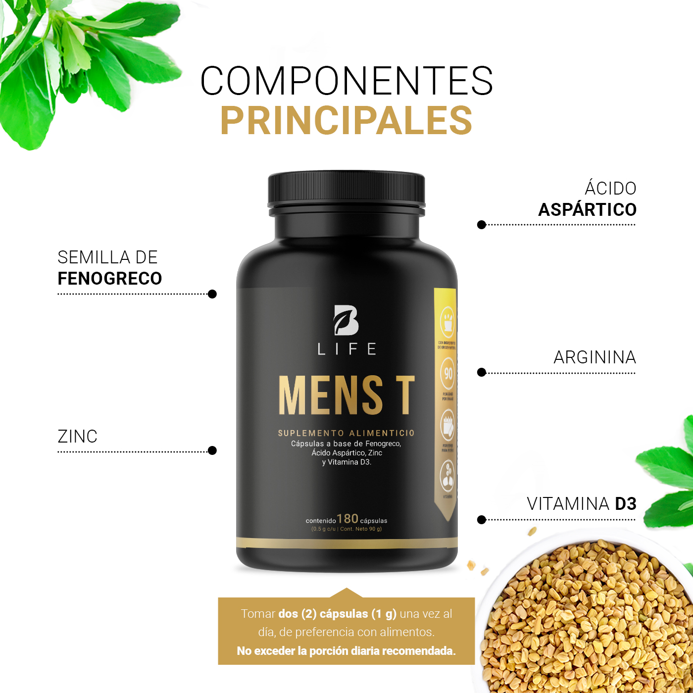 Foto 4 | Suplemento Alimenticio B Life Testosterona 180 Cápsulas