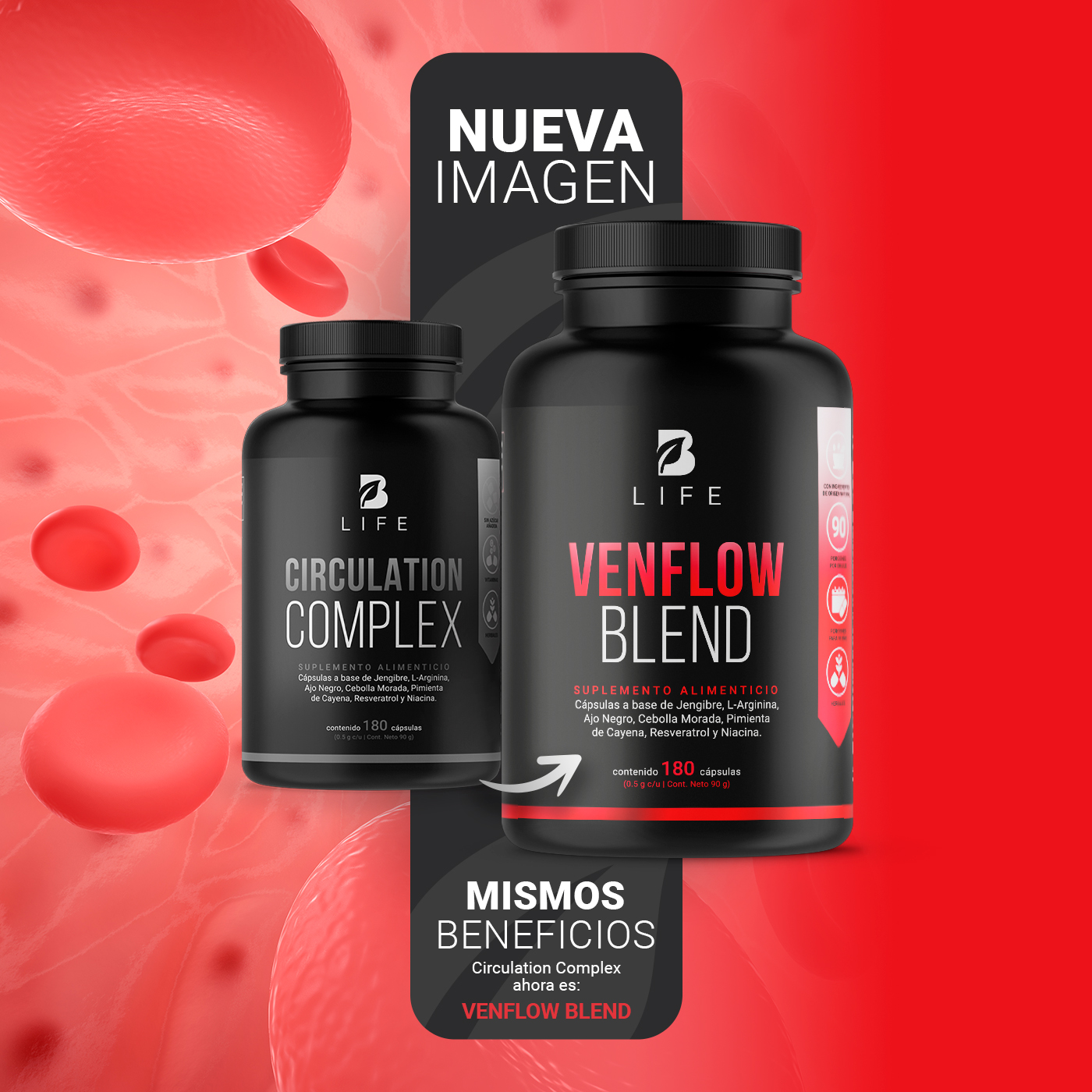 Foto 4 pulgar | Venflow Blend de 180 Cápsulas Ingredientes Naturales. Venflow Blend B Life