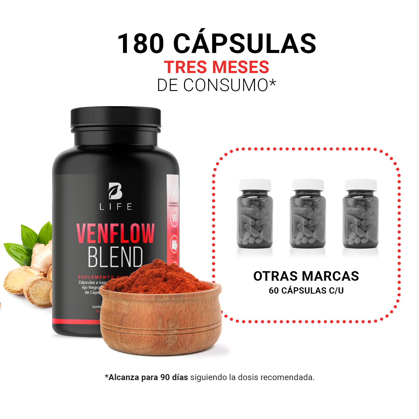Foto 6 pulgar | Venflow Blend de 180 Cápsulas Ingredientes Naturales. Venflow Blend B Life