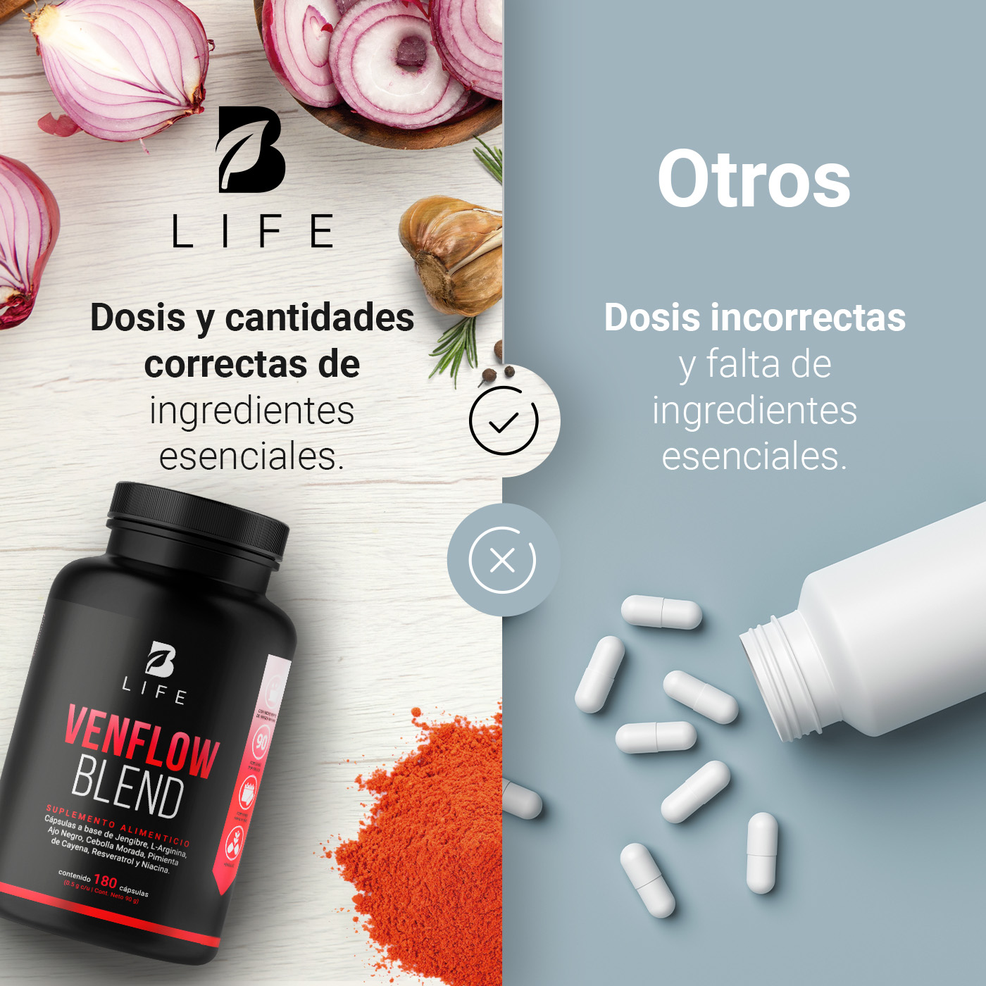 Foto 7 pulgar | Venflow Blend de 180 Cápsulas Ingredientes Naturales. Venflow Blend B Life