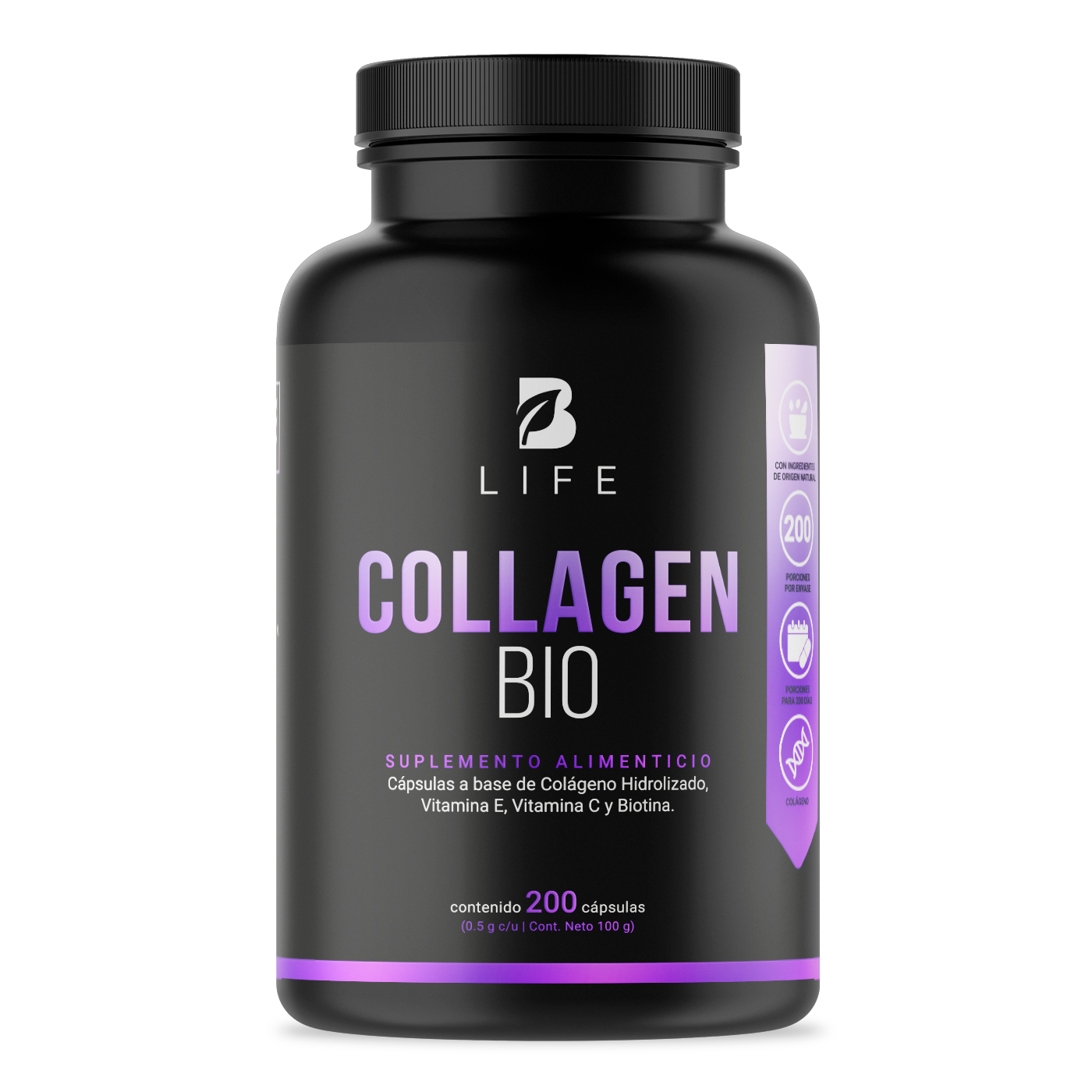 Foto 2 pulgar | Biotina Colágeno y Vitamina E B Life 200 Capsulas