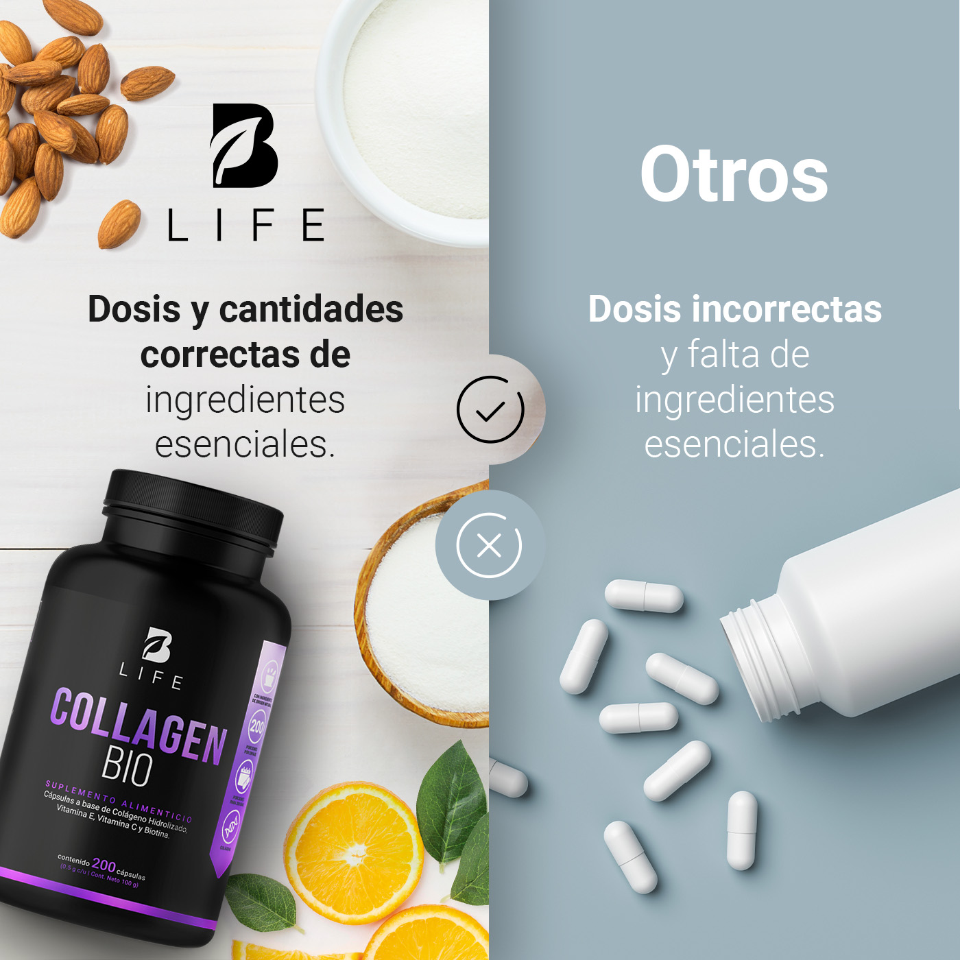 Foto 7 pulgar | Biotina Colágeno y Vitamina E B Life 200 Capsulas