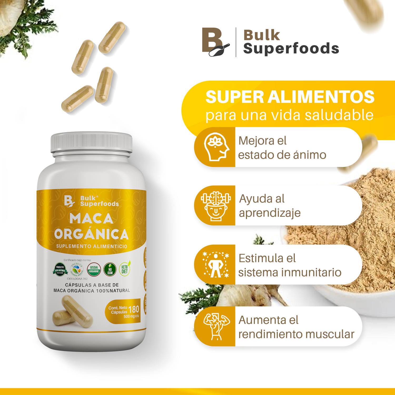 Foto 3 pulgar | Suplementos Alimenticios A Base De Maca Oganica 100% Natural 180 Cápsula- Multivitaminico Hombre – M