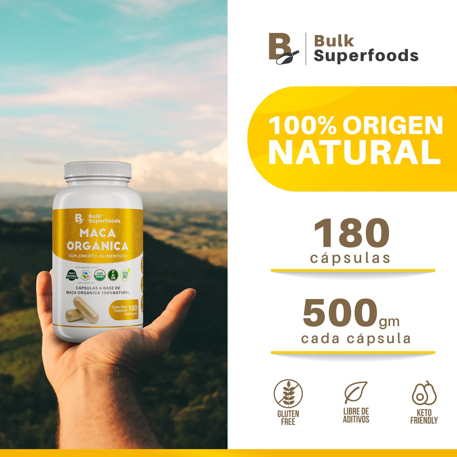Foto 4 pulgar | Suplementos Alimenticios A Base De Maca Oganica 100% Natural 180 Cápsula- Multivitaminico Hombre – M