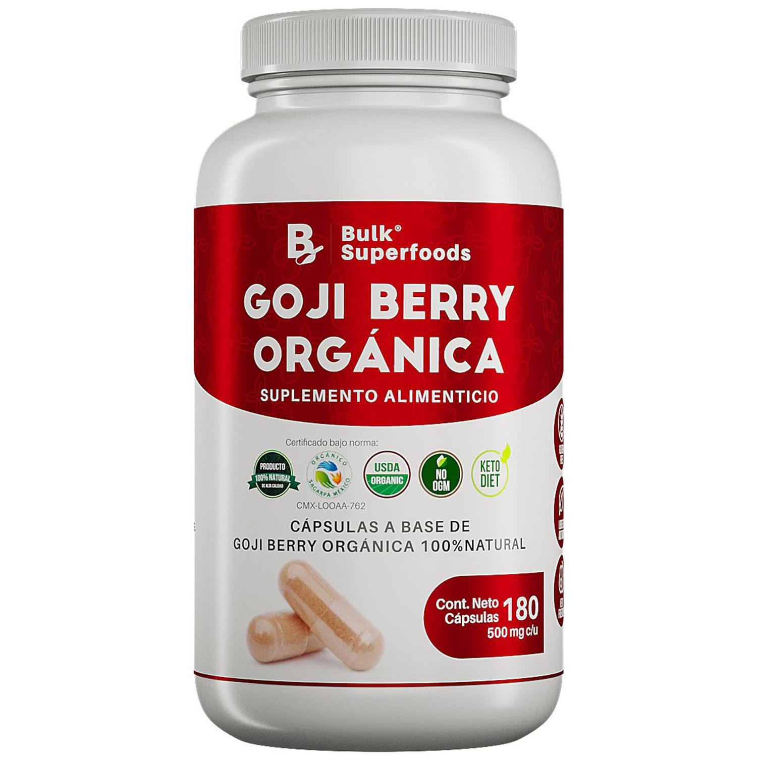 Suplementos Alimenticios A Base De Bayas De Goji Organicas 100% Natural –  180 Capsulas 