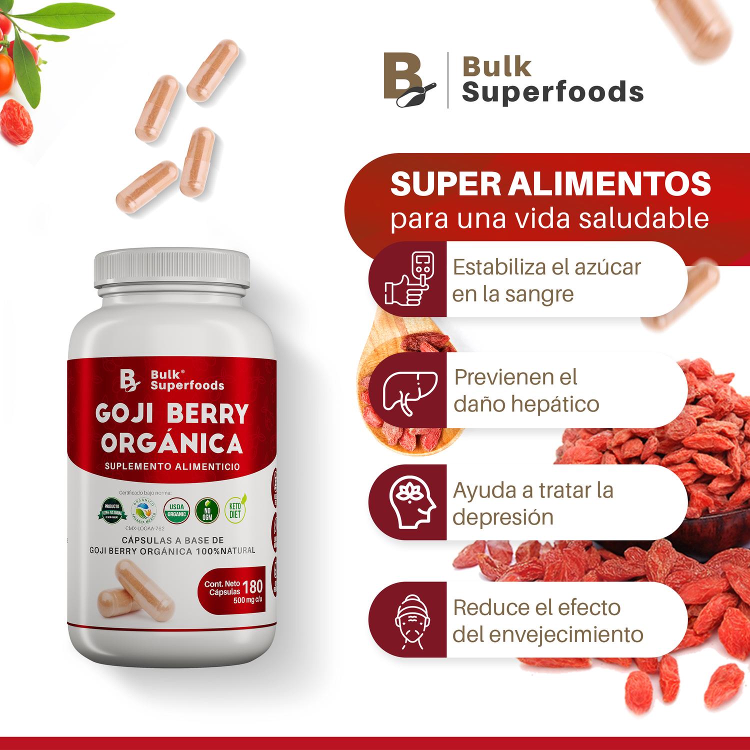 Foto 2 | Suplementos Alimenticios A Base De Bayas De Goji Organicas 100% Natural – 180 Capsulas