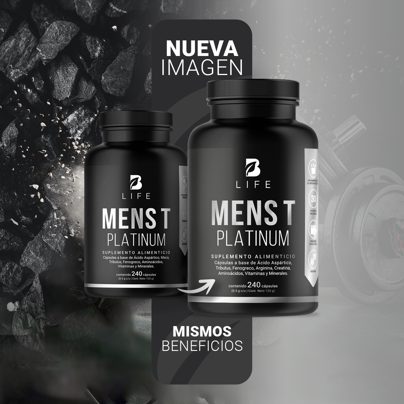 Foto 4 pulgar | Fórmula Platinum para Hombre 240 Cápsulas con 500 mg Ingredientes naturales Mens T Platinum B Life