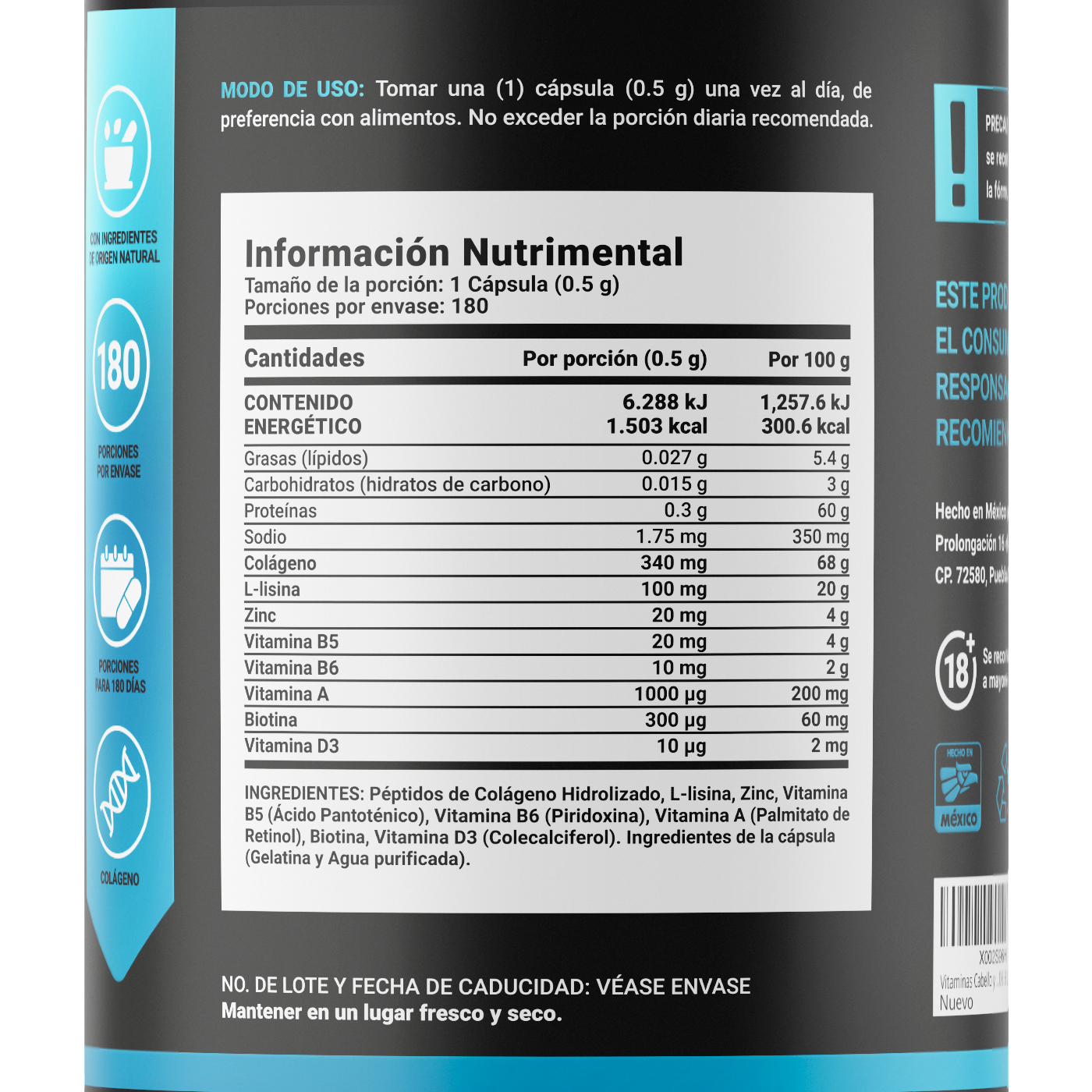 Foto 2 | Mens Hair de 180 Cápsulas Ingredientes Naturales Mens Hair B Life