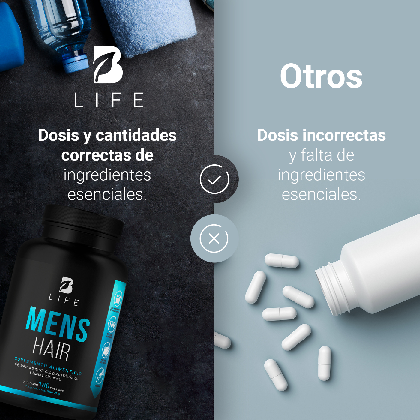 Foto 7 pulgar | Mens Hair de 180 Cápsulas Ingredientes Naturales Mens Hair B Life