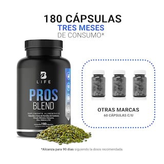 Foto 5 | Pros Blend de 180 Cápsulas Ingredientes Naturales: Ciruelo Africano/ Cúrcuma/ Ortiga/ Calabaza Pros Blend B Life