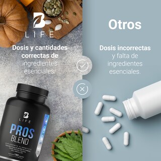 Foto 6 | Pros Blend de 180 Cápsulas Ingredientes Naturales: Ciruelo Africano/ Cúrcuma/ Ortiga/ Calabaza Pros Blend B Life