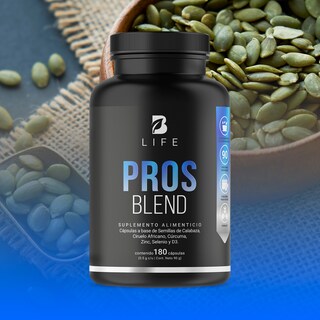 Foto 8 | Pros Blend de 180 Cápsulas Ingredientes Naturales: Ciruelo Africano/ Cúrcuma/ Ortiga/ Calabaza Pros Blend B Life