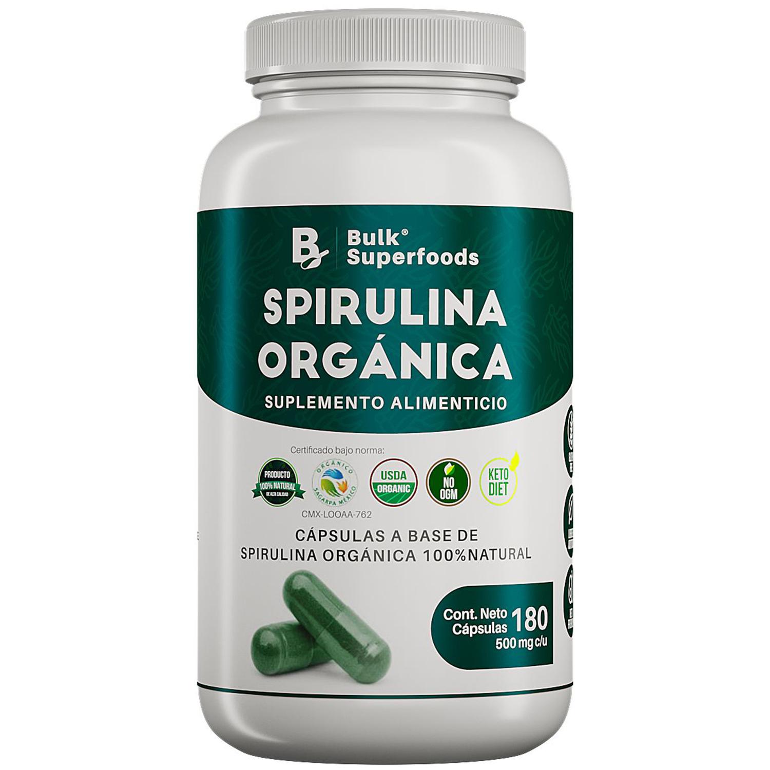 Foto 2 pulgar | Suplementos Alimenticios A Base De Espirulina Oganica 100% Natural 180 Cápsulas Con Propiedades Anti