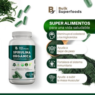 Foto 2 | Suplementos Alimenticios A Base De Espirulina Oganica 100% Natural 180 Cápsulas Con Propiedades Anti