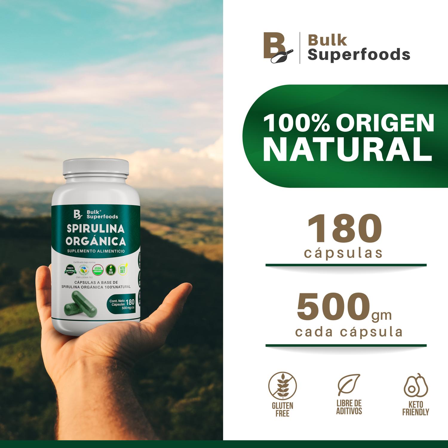 Foto 4 pulgar | Suplementos Alimenticios A Base De Espirulina Oganica 100% Natural 180 Cápsulas Con Propiedades Anti