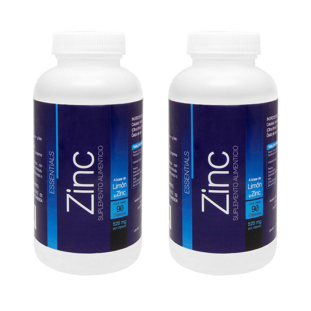 Foto 2 pulgar | Dos Frascos de Zinc Essentials con 90 capsulas Cada Uno