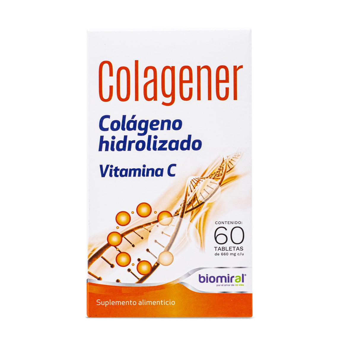 Colágeno Hidrolizado Vitamina C Biomiral Colagener 60 Tabletas