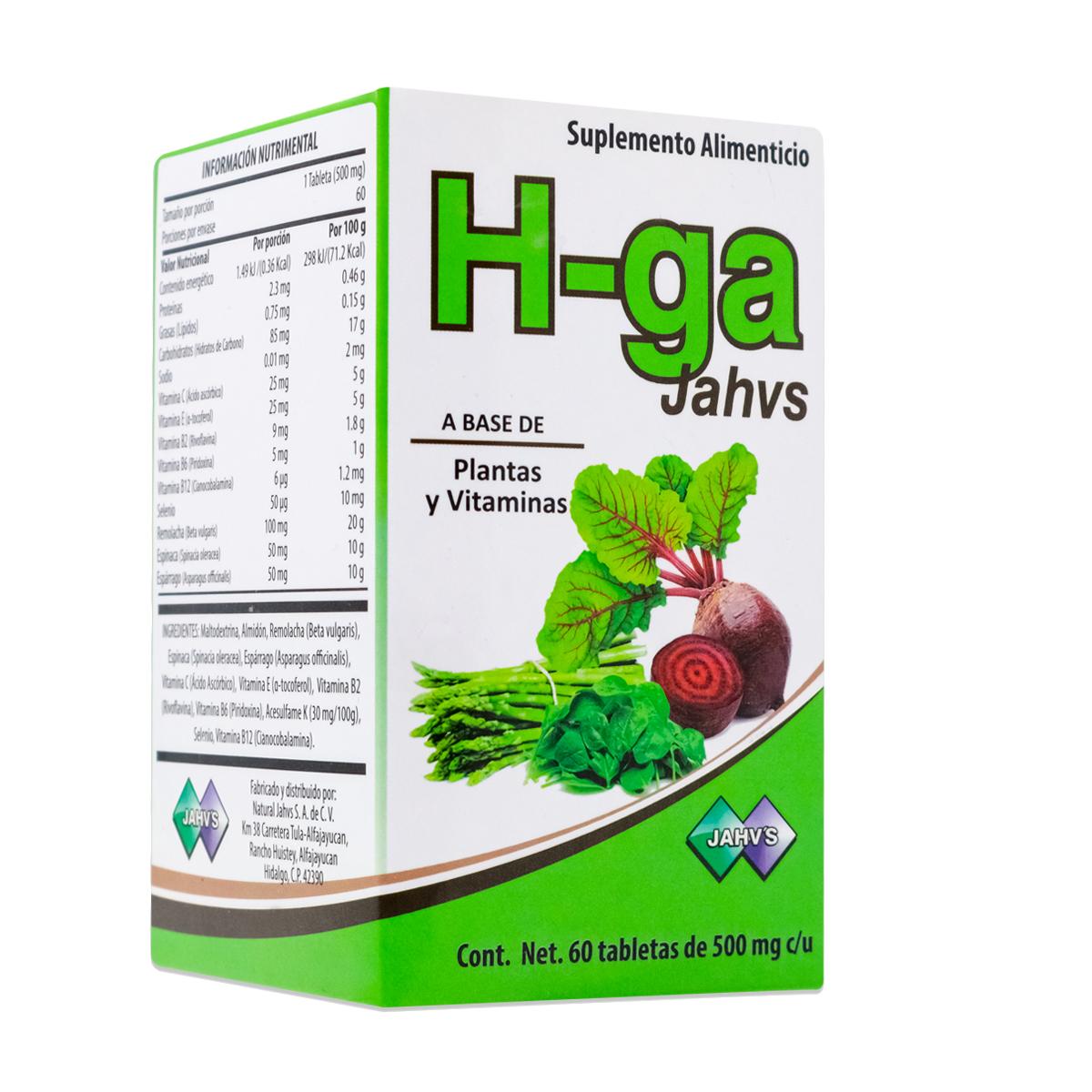 Foto 3 pulgar | Vitaminas a Base de Plantas con 60 Tabletas 500 mg Natural Jahvs
