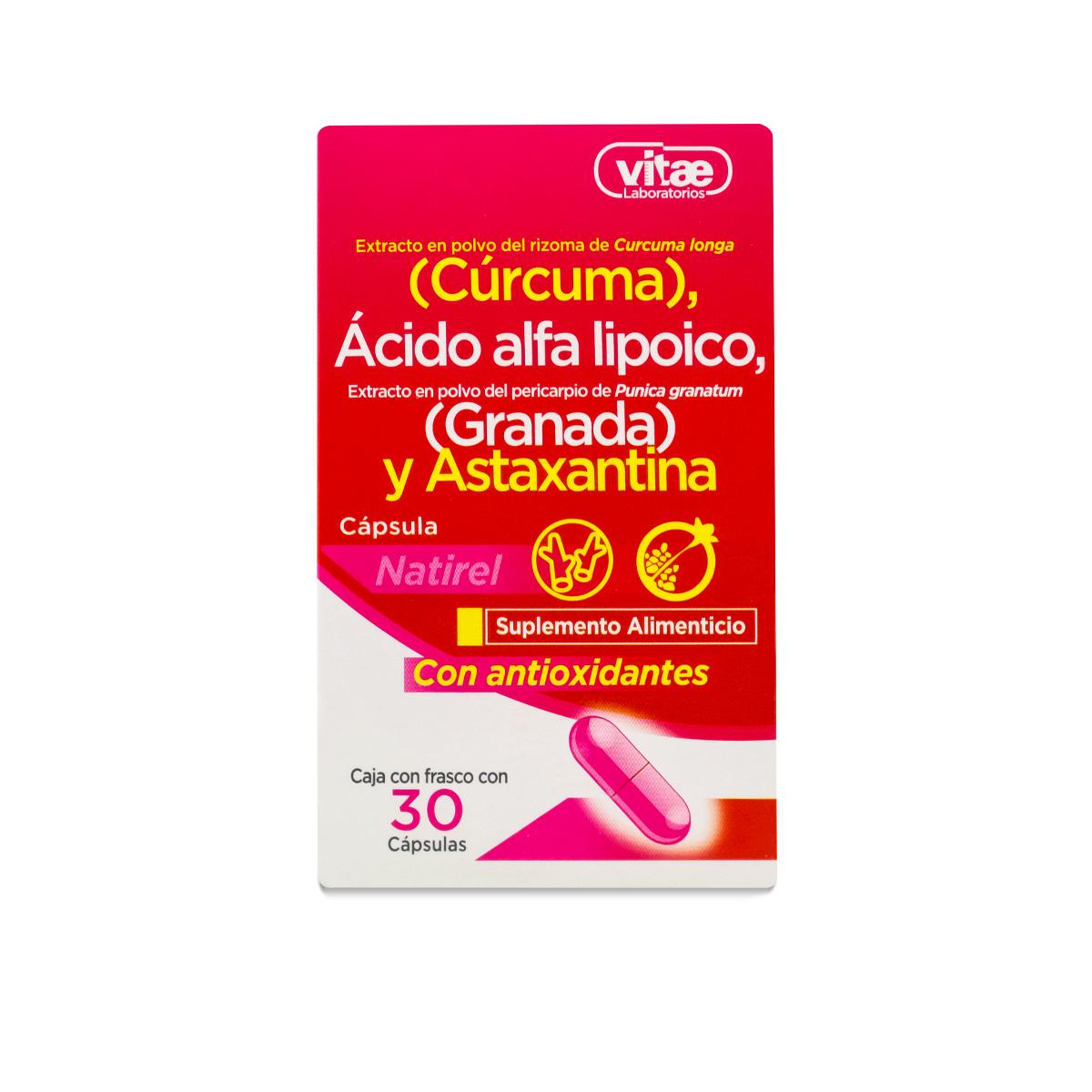 Cúrcuma/Acido Alfa Lipoico/Astaxantina Vitae con 30 Capsulas