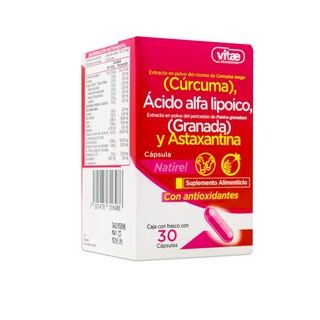 Foto 2 | Cúrcuma/Acido Alfa Lipoico/Astaxantina Vitae con 30 Capsulas