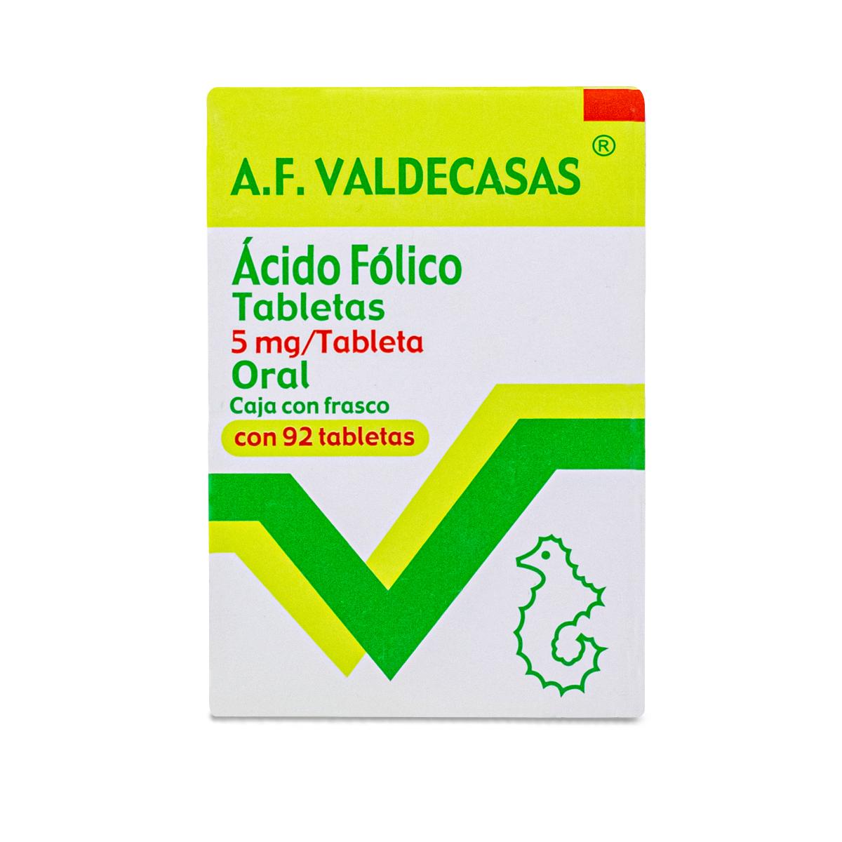 Ácido Fólico de Vitamina B Valdecasas con 92 Tabletas