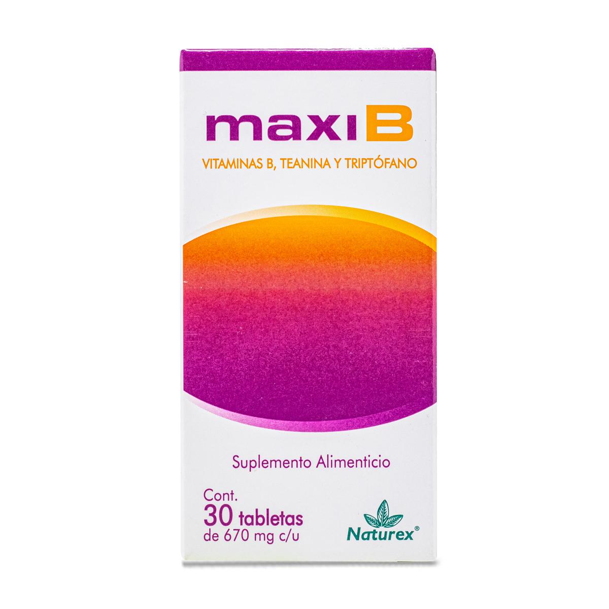 Maxib 30 Tab 670 Mg Vitamina B, Teanina Y Triptofano Naturex