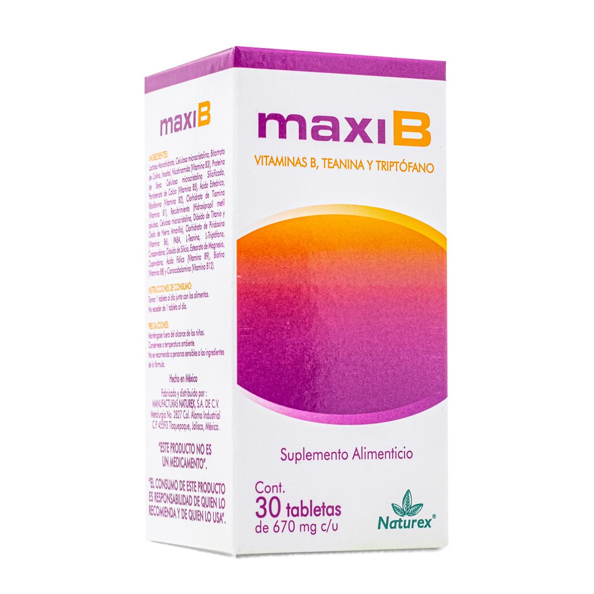 Foto 3 pulgar | Maxib 30 Tab 670 Mg Vitamina B, Teanina Y Triptofano Naturex