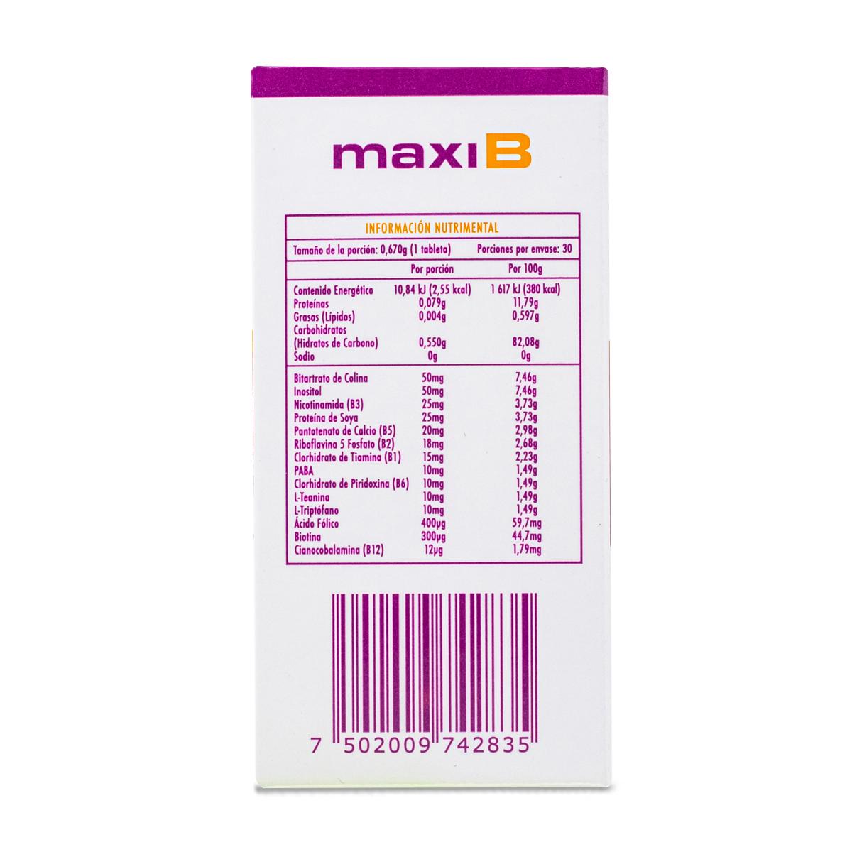 Foto 4 pulgar | Maxib 30 Tab 670 Mg Vitamina B, Teanina Y Triptofano Naturex