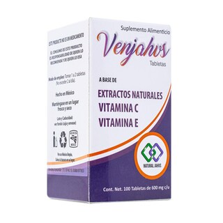 Foto 2 | Vitamina C, Vitamina E, Semilla De Uva Roja, Arandano, Avellanoa, Natural Jahvs Venjahvs 100 Tab 600 Mg Blanco