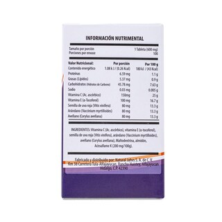 Foto 3 | Vitamina C, Vitamina E, Semilla De Uva Roja, Arandano, Avellanoa, Natural Jahvs Venjahvs 100 Tab 600 Mg Blanco