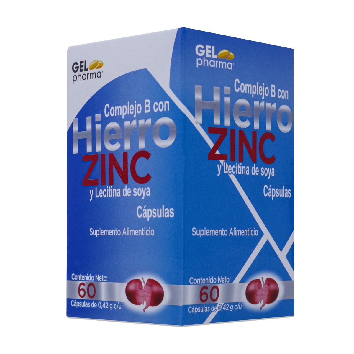 Foto 2 | Complejo B Hierro, Zinc Y Lecitina De Soya, 60 Capsulas, Gelpharma