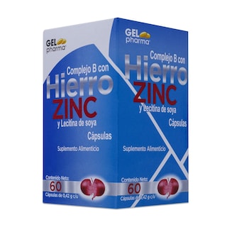 Foto 2 | Complejo B Hierro, Zinc Y Lecitina De Soya, 60 Capsulas, Gelpharma