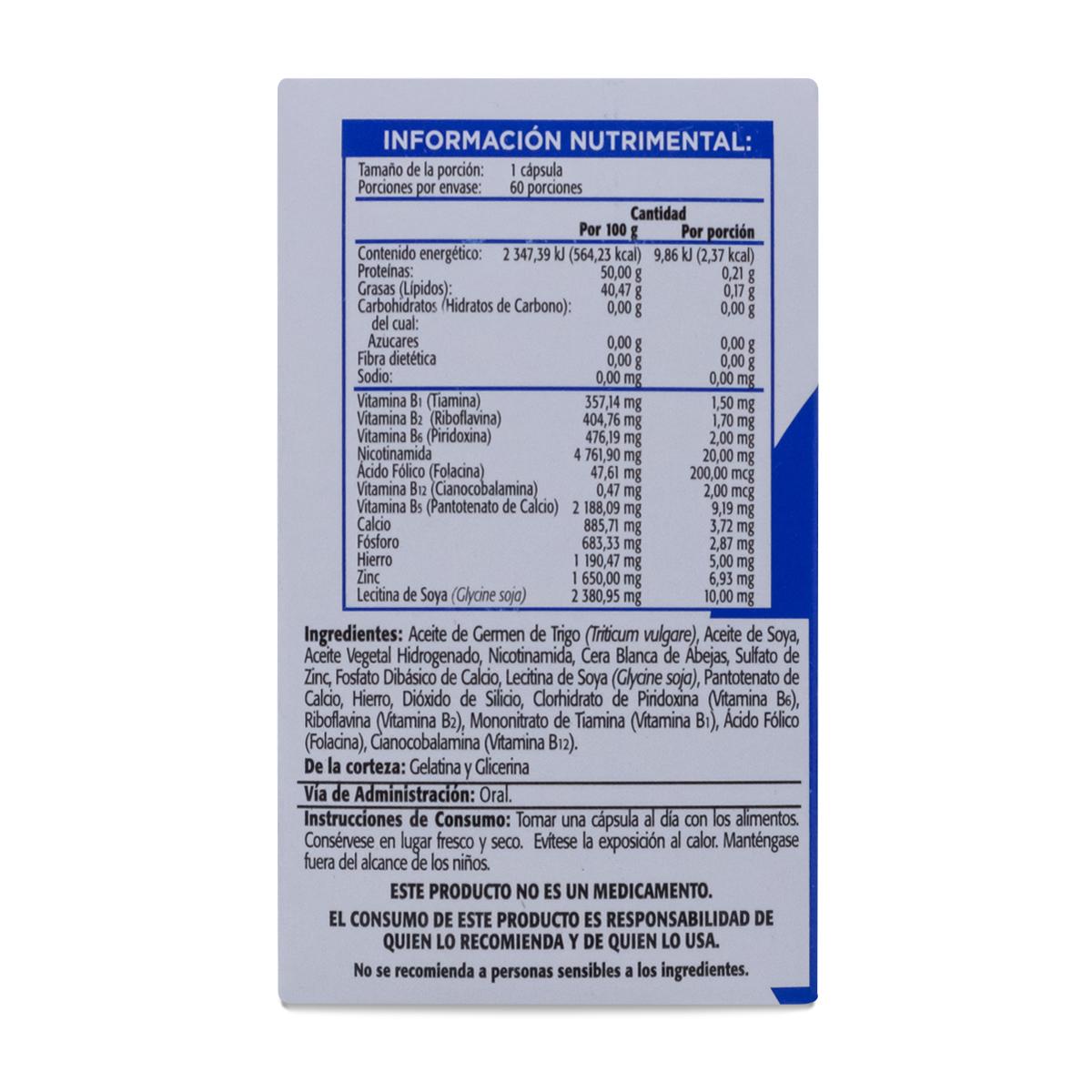Foto 4 pulgar | Complejo B Hierro, Zinc Y Lecitina De Soya, 60 Capsulas, Gelpharma