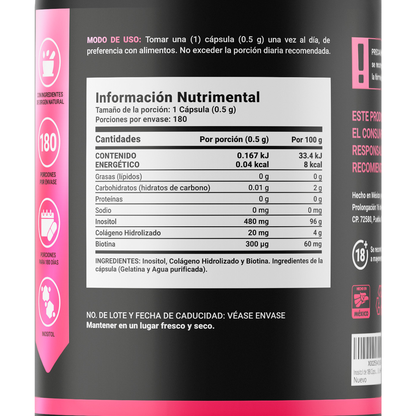 Foto 3 pulgar | Myo Inositol de 180 Cápsulas B Life