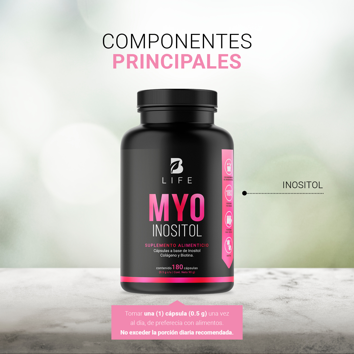 Foto 4 | Myo Inositol de 180 Cápsulas B Life
