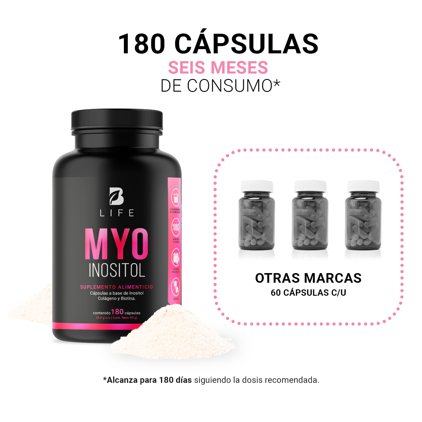 Foto 6 pulgar | Myo Inositol de 180 Cápsulas B Life