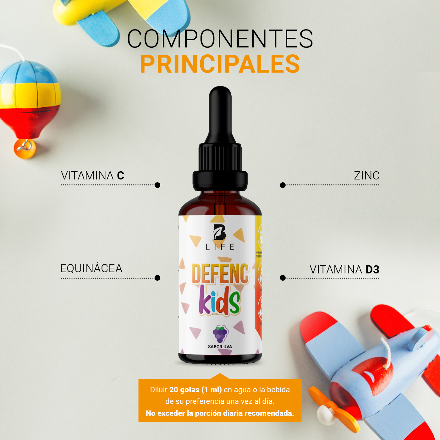 Foto 5 pulgar | Fórmula Sistema Inmune Liquido en Gotas para Niños B Life