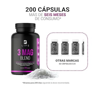 Foto 5 | Mezcla de Magnesios 200 Cápsulas Citrato Oxido Gluconato B Life